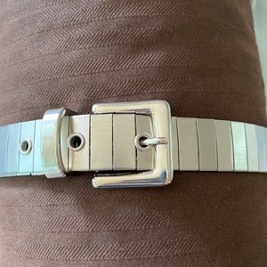 Silver tone belt with buckle
